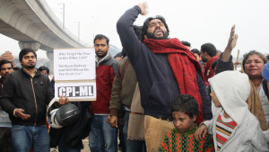 AISA activist Protesting against Demolition at Mansarovar Park