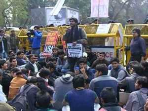 AISA protesting in against CSAT in UPSC in February 2014