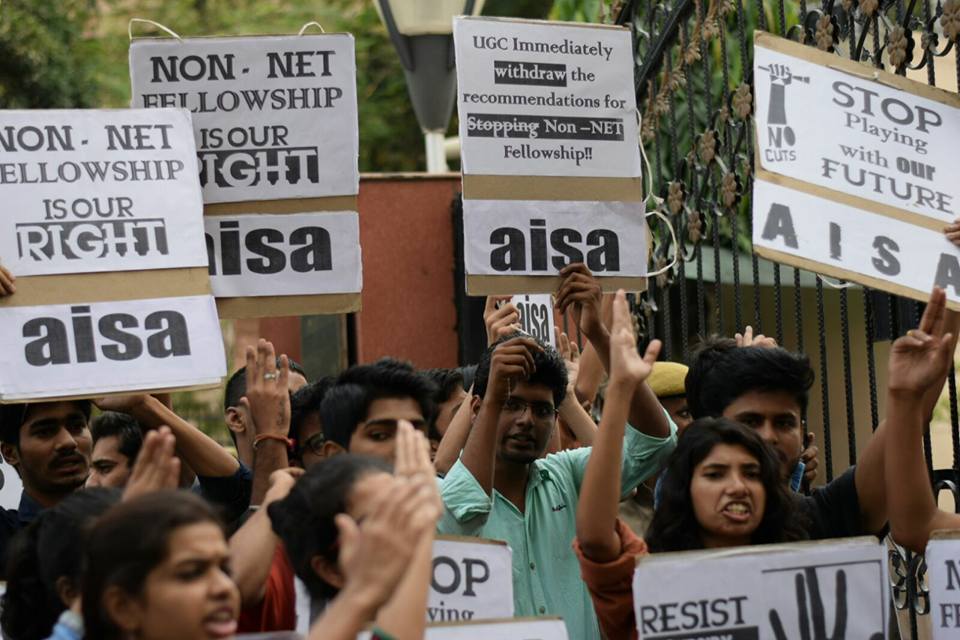 Student #OccupyUGC to save Non-NET Fellowship