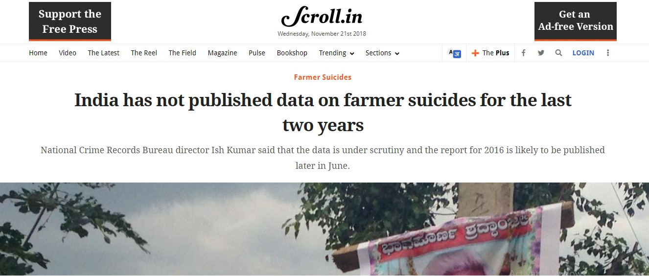 Non publishing of farmer suicide data